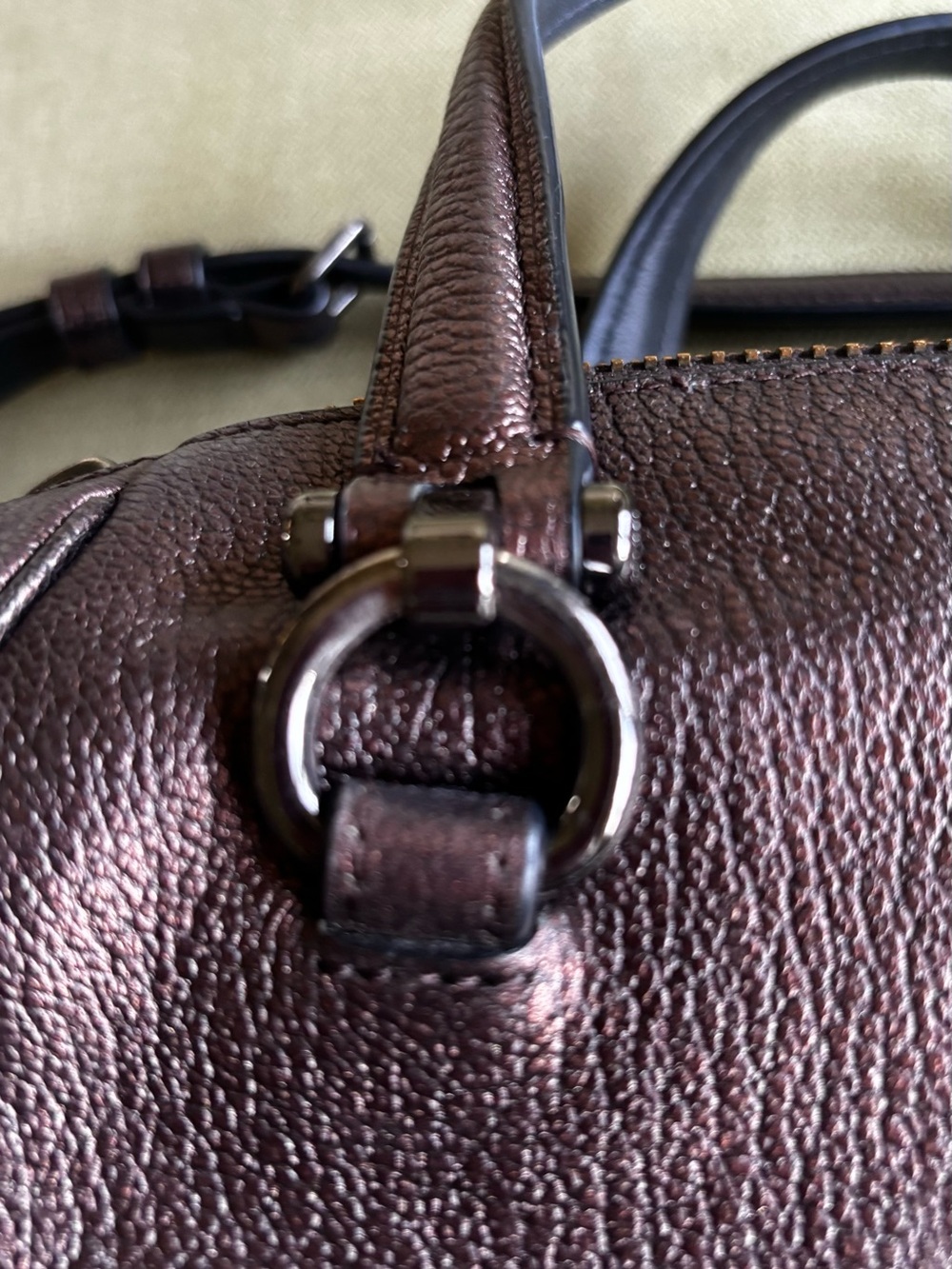 Coach Metallic Brown Pebbled Leather Satchel - Picture 9 of 12
